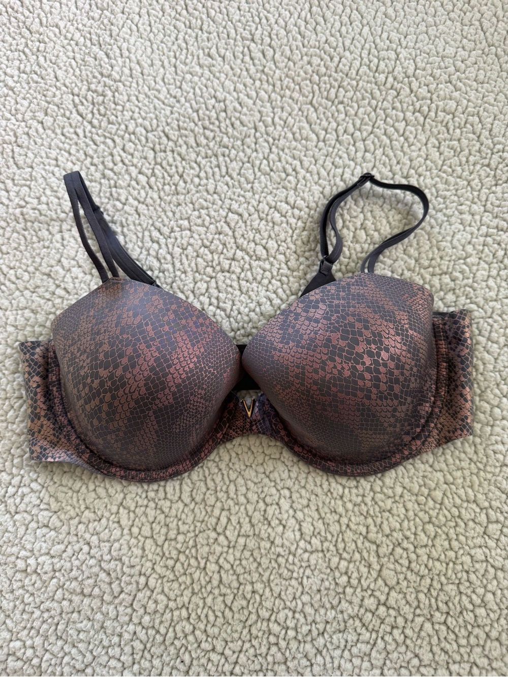 Victoria's Secret Copper/Brown & Grey Snake-Print Lined Bra